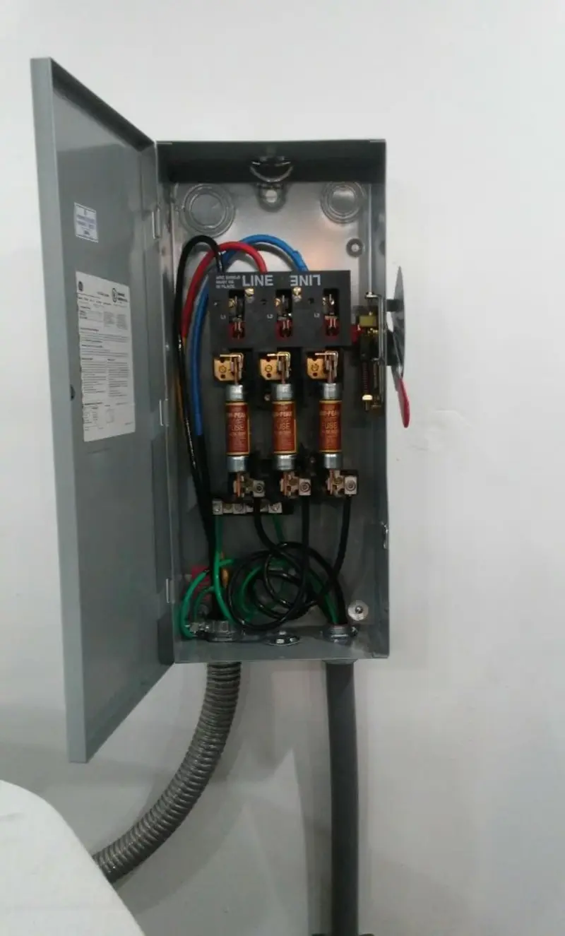 Three-phase disconnect switch installed for Smoke Detector Installation in Greenacres